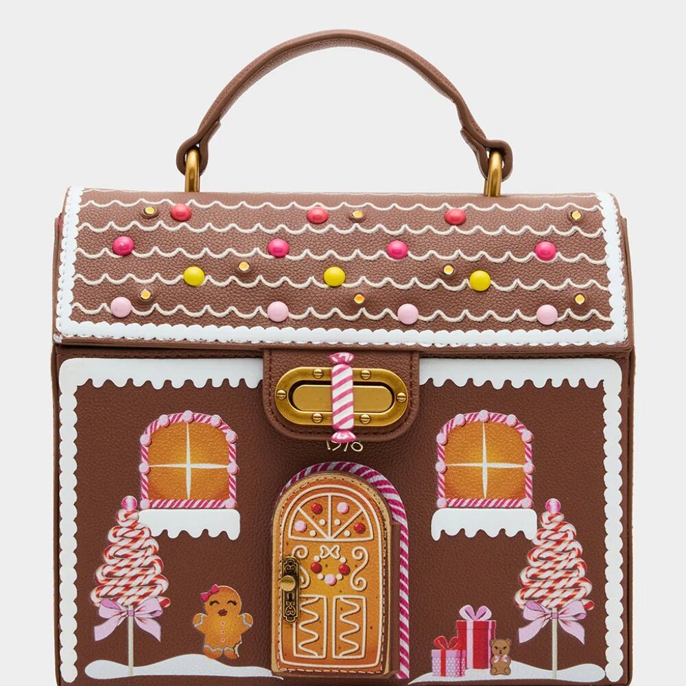 Betsey Johnson Kitsch Baking Spirits Bright Light Up Gingerbread House Crossbody - Picture 4 of 14